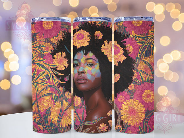 Afrocentric Black Woman Tumbler, Black Girl, African American, Afrocentric Art, Tumbler Wrap, Sublimation Design, 20oz Tumbler, Cultural Artwork Sublimation SvggirlplusArt 