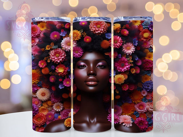 Afrocentric Black Woman Tumbler, Black Girl, African American, Afrocentric Art, Tumbler Wrap, Sublimation Design, 20oz Tumbler, Cultural Artwork Sublimation SvggirlplusArt 