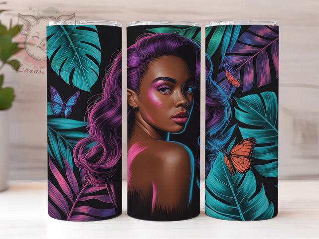 Afrocentric Butterfly Black Woman Tumbler Wrap, Butterfly Art, Afrocentric Style, Empowerment Theme, Melanin Pride, Bold Wrap, Sublimation Design Sublimation Lara' s Designs 