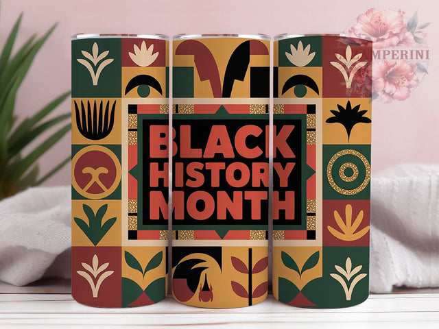 Afrocentric Geometric Heritage Tumbler, Afrocentric Geometric Wrap, African American Pride Cup, 20oz Sublimation Wrap, Cultural Heritage Tumbler, Empowerment Pride Cup, Geometric Pattern Wrap Sublimation Li Zamperini 