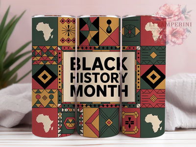 Afrocentric Geometric Heritage Tumbler, Afrocentric Geometric Wrap, African American Pride Cup, 20oz Sublimation Wrap, Cultural Heritage Tumbler, Empowerment Pride Cup, Geometric Pattern Wrap Sublimation Li Zamperini 
