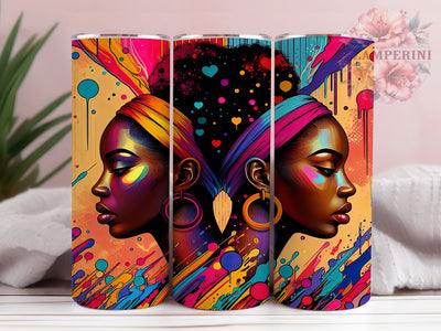 Afrocentric Heart Twin Tumbler, Vibrant Heart Print, Ethnic Beauty, Twin Portrait, Cultural Pride, Tumbler Wrap, Sublimation Design Sublimation Li Zamperini 