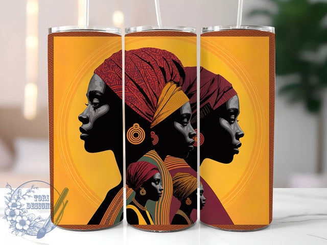 Afrocentric Melanin Heritage Tumbler, Afrocentric Women Tumbler, Melanin Pride 20oz Wrap, Sublimation Design, Stylish Gift Idea, African Pattern Wrap, 1865 Heritage Tumbler Sublimation ToriDesigns 