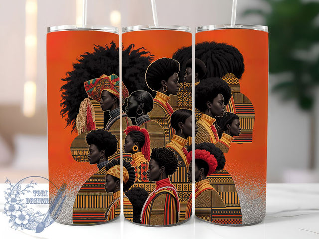 Afrocentric Melanin Heritage Tumbler, Afrocentric Women Tumbler, Melanin Pride 20oz Wrap, Sublimation Design, Stylish Gift Idea, African Pattern Wrap, 1865 Heritage Tumbler Sublimation ToriDesigns 