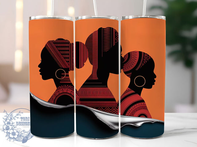 Afrocentric Melanin Pride Tumbler, Afrocentric Women, Silhouette Art, Melanin Pride, African Pattern, Tumbler Wrap, Sublimation Design Sublimation ToriDesigns 