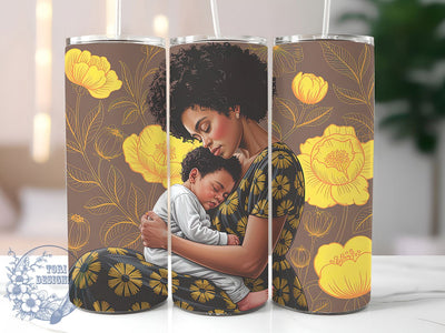 Afrocentric Mother Child Tumbler, Afrocentric Art, Cultural Wrap, Sublimation Design, 20oz Tumbler, Bold Pattern, Stylish Theme Sublimation ToriDesigns 