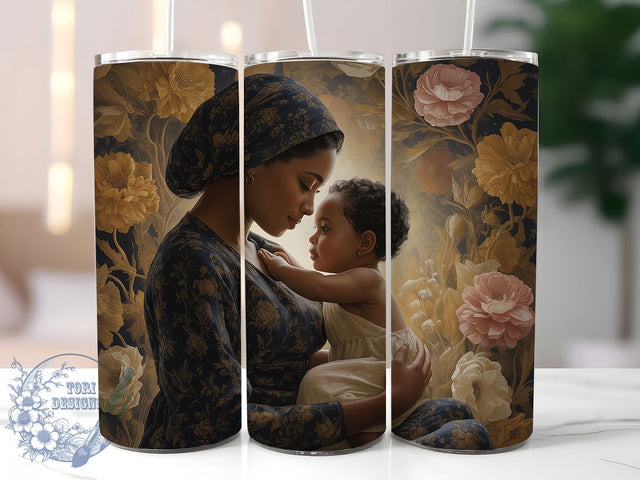 Afrocentric Mother Child Tumbler, Afrocentric Art, Cultural Wrap, Sublimation Design, 20oz Tumbler, Bold Pattern, Stylish Theme Sublimation ToriDesigns 