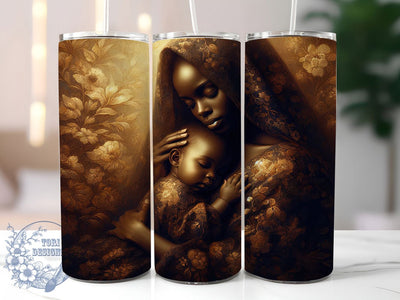 Afrocentric Mother Child Tumbler, Afrocentric Art, Cultural Wrap, Sublimation Design, 20oz Tumbler, Bold Pattern, Stylish Theme Sublimation ToriDesigns 