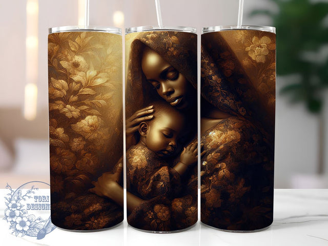 Afrocentric Mother Child Tumbler, Afrocentric Art, Cultural Wrap, Sublimation Design, 20oz Tumbler, Bold Pattern, Stylish Theme Sublimation ToriDesigns 