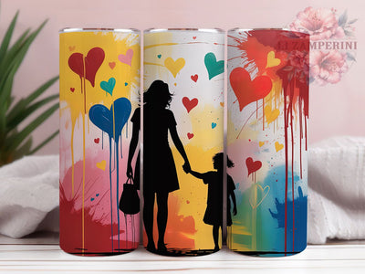 Afrocentric Mother Daughter Love Tumbler Wrap, Colorful Heart, Family Love, Empowerment Theme, Afrocentric Style, Bold Wrap, Sublimation Design Sublimation Li Zamperini 