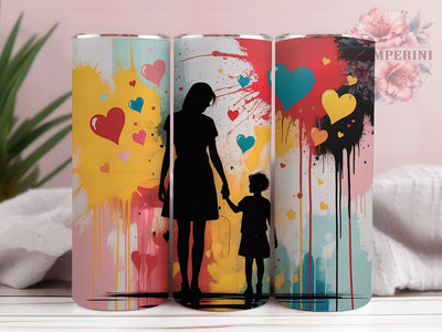 Afrocentric Mother Daughter Love Tumbler Wrap, Colorful Heart, Family Love, Empowerment Theme, Afrocentric Style, Bold Wrap, Sublimation Design Sublimation Li Zamperini 