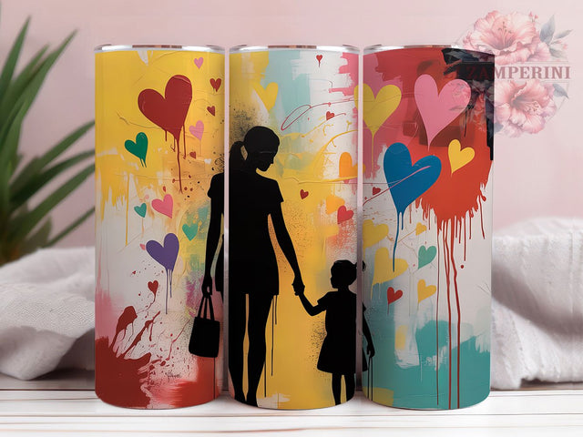 Afrocentric Mother Daughter Love Tumbler Wrap, Colorful Heart, Family Love, Empowerment Theme, Afrocentric Style, Bold Wrap, Sublimation Design Sublimation Li Zamperini 