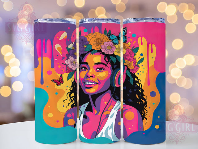Afrocentric Music Graffiti Tumbler, Graffiti Design, 20Oz Sublimation, Urban Art Tumbler, Afrocentric Graffiti Wrap, Music Theme Printable, Street Art Tumbler Design Sublimation SvggirlplusArt 