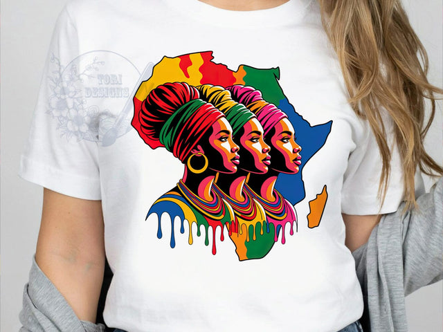 Afrocentric Unity Woman T-Shirt PNG, Afrocentric Woman, Unity Style, Cultural Pride, Empowerment Vibes, Sublimation PNG, Statement Shirt, Heritage Fashion Sublimation ToriDesigns 