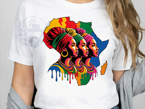 Afrocentric Unity Woman T-Shirt PNG, Afrocentric Woman, Unity Style, Cultural Pride, Empowerment Vibes, Sublimation PNG, Statement Shirt, Heritage Fashion Sublimation ToriDesigns 