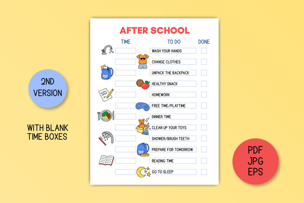 After School Checklist Printable | Kids Daily Routine Chart PDF ...