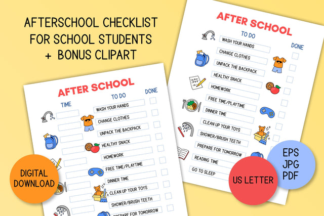 After School Checklist Printable | Kids Daily Routine Chart PDF | Evening To Do List for Children Digital Download | Cute Kid Clipart PNG SVG AnnaViolet_store 