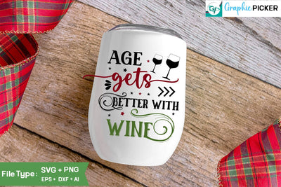 Age Gets Better With Wine SVG Design, Christmas Wine SVG Design, Christmas SVG Cut File, Christian Round Ornaments, Nativity Christmas SVG Design, Christmas Wine SVG Design SVG DesignPlante 503 