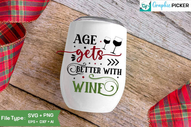Age Gets Better With Wine SVG Design, Christmas Wine SVG Design, Christmas SVG Cut File, Christian Round Ornaments, Nativity Christmas SVG Design, Christmas Wine SVG Design SVG DesignPlante 503 