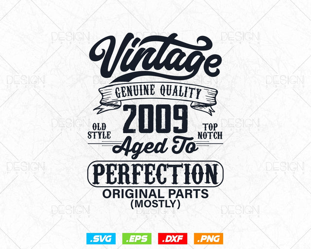 Aged To Perfection 15th Birthday Svg Png, Vintage 2009, Original Parts Svg, Official Teneegar Svg, Birthday Gift for Son, Cricut Cut Files SVG DesignDestine 