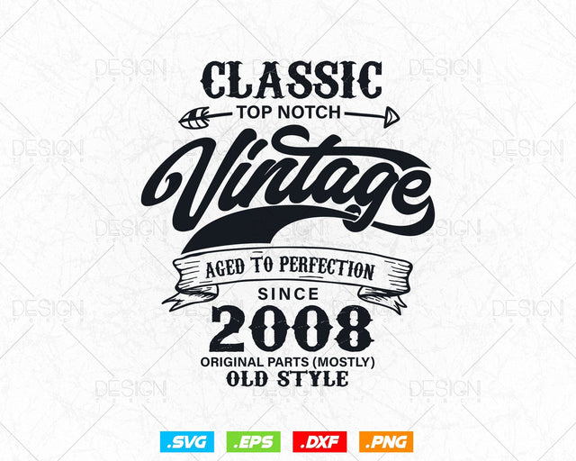 Aged To Perfection 16th Birthday Svg Png, Vintage 2008, Original Parts Svg, Official Teneegar Svg, Birthday Gift for Son, Cricut Cut Files SVG DesignDestine 