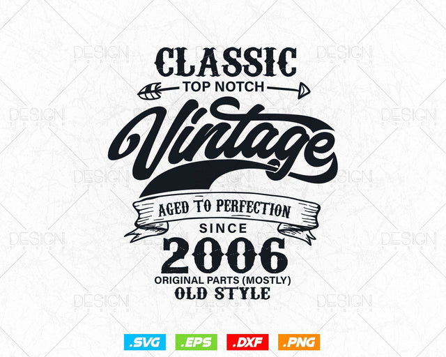 Aged To Perfection 18th Birthday Svg Png, Vintage 2006, Original Parts Svg, Birthday Shirt Svg, Birthday Gift for Son, Cricut Cut Files Svg SVG DesignDestine 