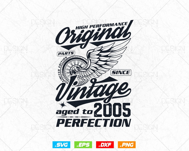 Aged To Perfection 19th Birthday Svg Png, Vintage 2005, Original Parts Svg, Birthday Shirt Svg, Birthday Gift for Son, Cricut Cut Files Svg SVG DesignDestine 