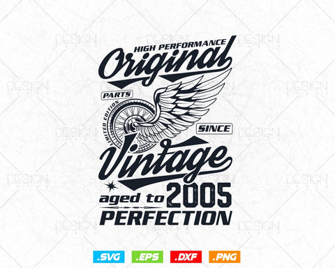 Aged To Perfection 19th Birthday Svg Png, Vintage 2005, Original Parts Svg, Birthday Shirt Svg, Birthday Gift for Son, Cricut Cut Files Svg SVG DesignDestine 