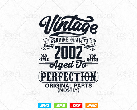 Aged To Perfection 22nd Birthday Svg Png, Vintage 2002, Original Parts Svg, Birthday Shirt Svg, Birthday Gift for Son, Cricut Cut Files Svg SVG DesignDestine 