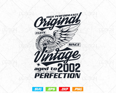 Aged To Perfection 22nd Birthday Svg Png, Vintage 2002, Original Parts Svg, Birthday Shirt Svg, Birthday Gift for Son, Cricut Cut Files Svg SVG DesignDestine 