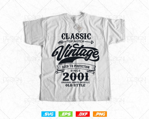 Aged To Perfection 23rd Birthday Svg Png, Vintage 2001, Original Parts Svg, Birthday Shirt Svg, Birthday Gift for Son, Cricut Cut Files Svg SVG DesignDestine 