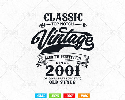 Aged To Perfection 23rd Birthday Svg Png, Vintage 2001, Original Parts Svg, Birthday Shirt Svg, Birthday Gift for Son, Cricut Cut Files Svg SVG DesignDestine 