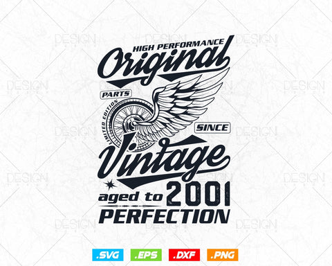 Aged To Perfection 23rd Birthday Svg Png, Vintage 2001, Original Parts Svg, Birthday Shirt Svg, Birthday Gift for Son, Cricut Cut Files Svg SVG DesignDestine 