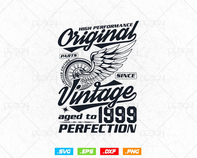 Aged To Perfection 25th Birthday Svg Png, Vintage 1999, Original Parts Svg, Birthday Shirt Svg, Birthday Gift for Son, Cricut Cut Files Svg SVG DesignDestine 