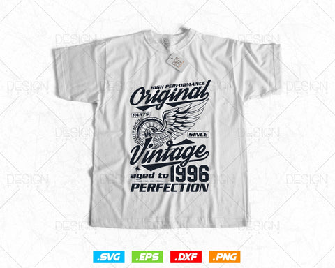Aged To Perfection 28th Birthday Svg Png, Vintage 1996, Original Parts Svg, Birthday Shirt Svg, Birthday Gift for Son, Cricut Cut Files Svg SVG DesignDestine 