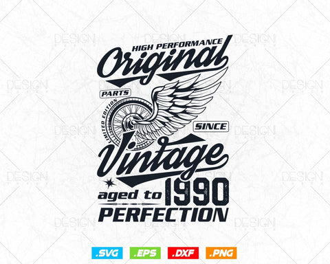Aged To Perfection 34th Birthday Svg Png, Vintage 1990, Original Parts Svg, Birthday Shirt Svg, Birthday Gift for Men, Cricut Cut Files Svg SVG DesignDestine 