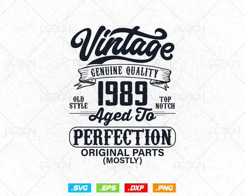 Aged To Perfection 35th Birthday Svg Png, Vintage 1989, Original Parts Svg, Birthday Shirt Svg, Birthday Gift for Men, Cricut Cut Files Svg SVG DesignDestine 