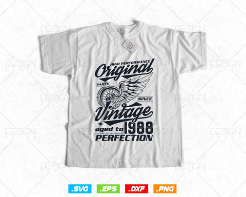 Aged To Perfection 36th Birthday Svg Png, Vintage 1988, Original Parts Svg, Birthday Shirt Svg, Birthday Gift for Men, Cricut Cut Files Svg SVG DesignDestine 