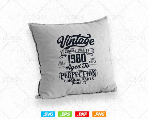 Aged To Perfection 44th Birthday Svg Png, Vintage 1980, Original Parts Svg, Birthday Shirt Svg, Birthday Gift for Men, Cricut Cut Files Svg SVG DesignDestine 