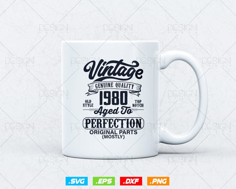 Aged To Perfection 44th Birthday Svg Png, Vintage 1980, Original Parts Svg, Birthday Shirt Svg, Birthday Gift for Men, Cricut Cut Files Svg SVG DesignDestine 