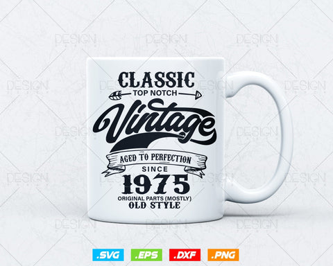 Aged To Perfection 49th Birthday Svg Png, Vintage 1975, Original Parts Svg, Birthday Shirt Svg, Birthday Gift for Men, Cricut Cut Files Svg SVG DesignDestine 
