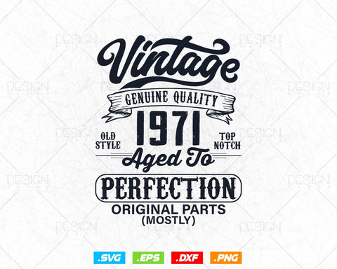 Aged To Perfection 53rd Birthday Svg Png, Vintage 1971, Original Parts Svg, Birthday Shirt Svg, Birthday Gift for Men, Cricut Cut Files Svg SVG DesignDestine 