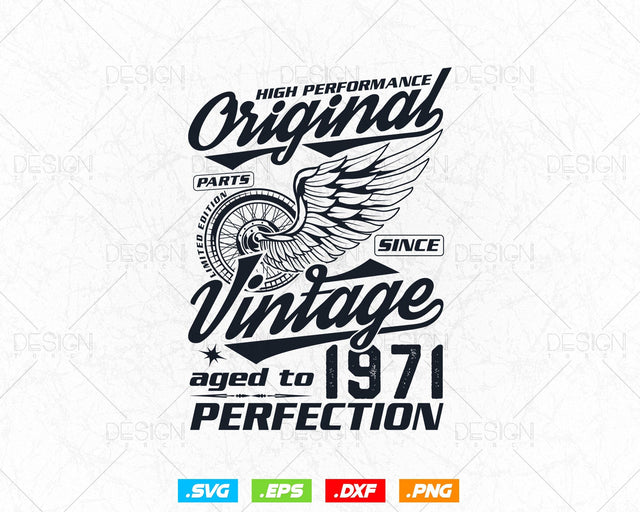 Aged To Perfection 53rd Birthday Svg Png, Vintage 1971, Original Parts Svg, Birthday Shirt Svg, Birthday Gift for Men, Cricut Cut Files Svg SVG DesignDestine 