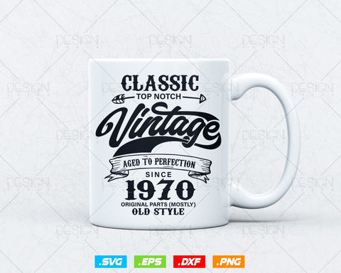 Aged To Perfection 54th Birthday Svg Png, Vintage 1970, Original Parts Svg, Birthday Shirt Svg, Birthday Gift for Dad, Cricut Cut Files Svg SVG DesignDestine 