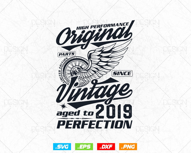 Aged To Perfection 5th Birthday Svg Png, Vintage 2019, Original Parts Svg, Birthday Shirt, Birthday Gift for Son, Cricut Cut Files Svg SVG DesignDestine 