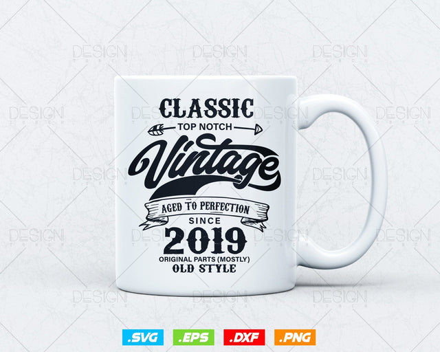 Aged To Perfection 5th Birthday Svg Png, Vintage 2019, Original Parts Svg, Birthday Shirt, Birthday Gift for Son, Cricut Cut Files Svg SVG DesignDestine 