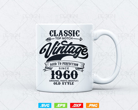 Aged To Perfection 64th Birthday Svg Png, Vintage 1960, Original Parts Svg, Birthday Shirt Svg, Birthday Gift for Dad, Cricut Cut Files Svg SVG DesignDestine 