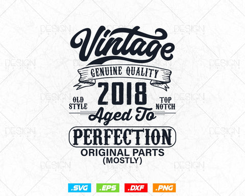 Aged To Perfection 6th Birthday Svg Png, Vintage 2018, Original Parts Svg, Birthday Shirt, Birthday Gift for Son, Cricut Cut Files Svg SVG DesignDestine 