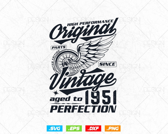 Aged To Perfection 73rd Birthday Svg Png, Vintage 1951, Original Parts Svg, Birthday Shirt Svg, Birthday Gift for Dad, Cricut Cut Files Svg SVG DesignDestine 