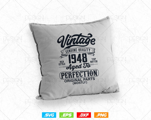 Aged To Perfection 76th Birthday Svg Png, Vintage 1948, Original Parts Svg, Birthday Shirt Svg, Birthday Gift for Dad, Cricut Cut Files Svg SVG DesignDestine 